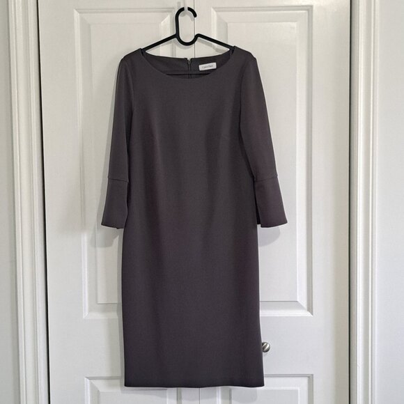 Calvin Klein Grey 3/4 Bell Sleeve Dress - Picture 1 of 2